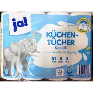 Giấy Nhà Bếp Đa Năng Ja 3 Lớp 4 Cuộn 128 Tờ Cuộn