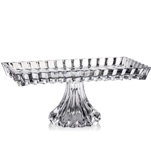 Chân bồng pha lê chữ nhật Rogaska Crown Jewel Platter 35 x 19 cm