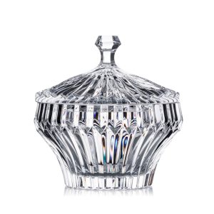 Thố pha lê Rogaska Crown Jewel 19cm trắng trong suốt có nắp