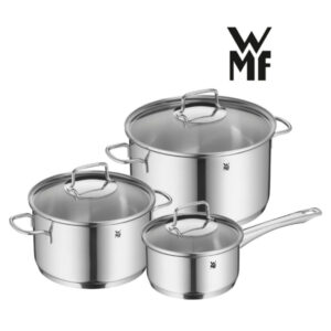 Bộ 3 nồi WMF Astoria gồm 2 nồi vung kính (24cm & 20cm) và 1 quánh 16cm vung kính