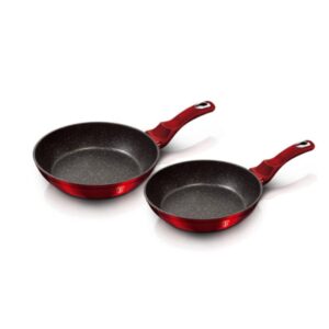 Bộ 2 chảo Berlinger Haus BH/1612NF 2pcs Frypan Set 22 - 26cm chống dính phủ đá màu đỏ mận - Metallic Line