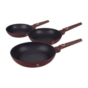 Bộ 3 chảo Berlinger Haus BH/8048 3pcs Frypan Set 20 - 24 - 28cm màu đỏ mận - Leonardo Collection