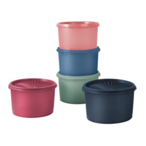 Bộ hộp bảo quản thực phẩm Tupperware Midi Deco set 5 hộp tròn 1L