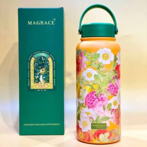 Bình giữ nhiệt Magrace Paris họa tiết hoa nền cam 1L
