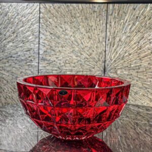 Tô pha lê kim cương Crystal Bohemia 28cm màu đỏ