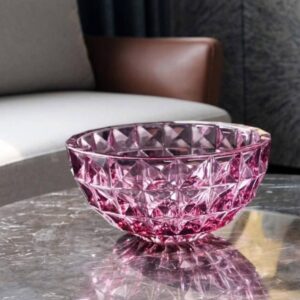 Tô pha lê kim cương Crystal Bohemia 28cm màu hồng
