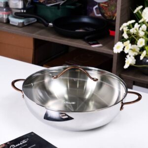 Chảo inox sâu lòng Ciwete series Royal Knight màu vàng đồng 28cm