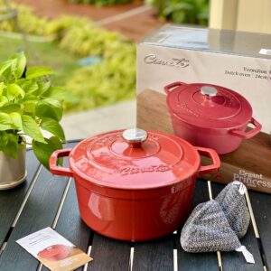 Nồi gang tráng men Ciwete Elegante Princess 24cm Vermilion Red màu đỏ dâu